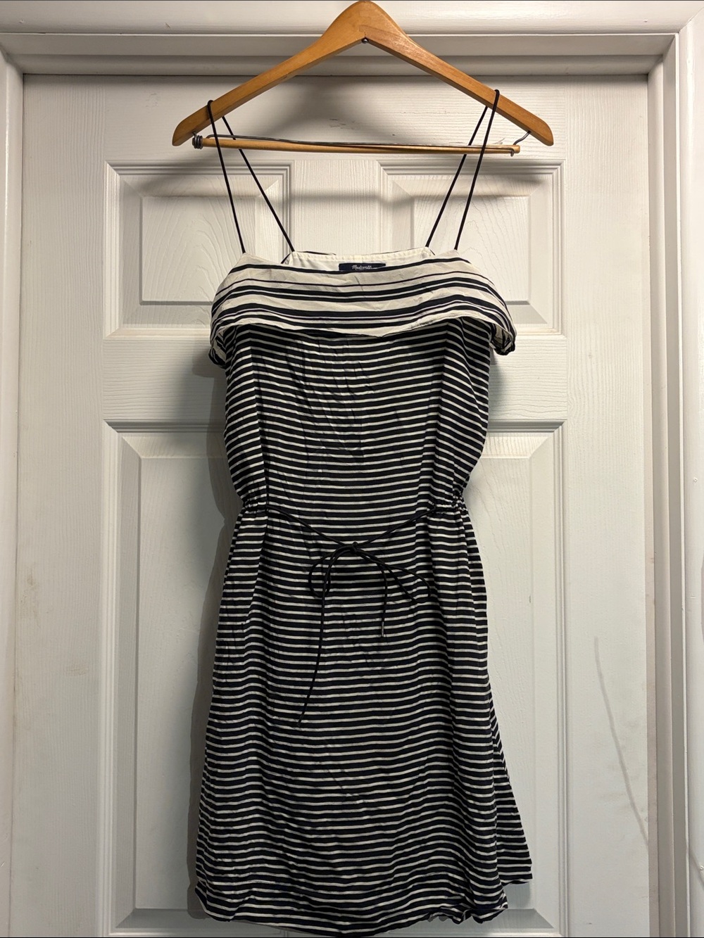 Madewell Silk Striped Tie Waist Dress size 6